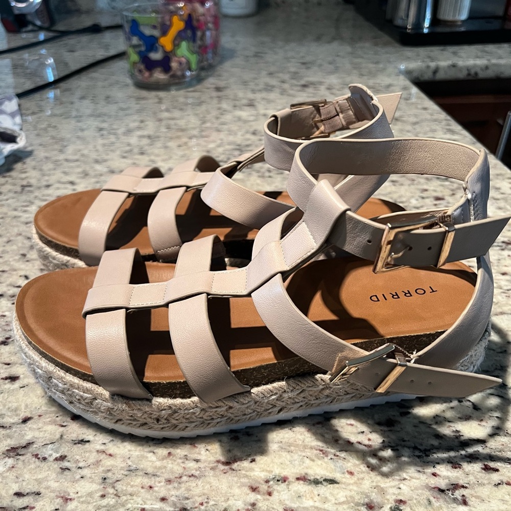 Torrid Beige Strappy Espadrille Sandals
